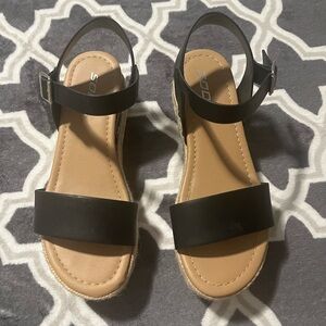 Soda Black and Tan Women's Sandals